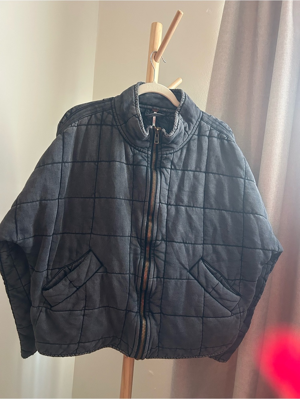 Free People Quilted Black Women's Zip-Front Jacket size XS